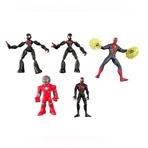 Marvel Spider-Man Miles Morales Iron Man Superhero Action Figure Set of 5
